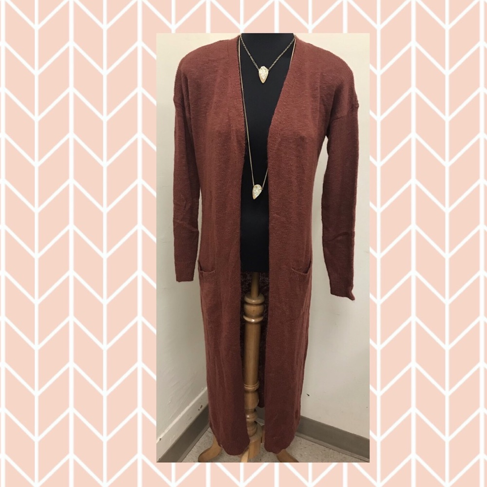 Rust brown long cardigan